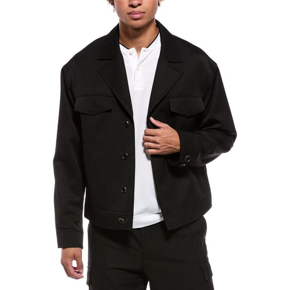 Helmut Lang Mens  Wool-Blend Utility Jacket, Black